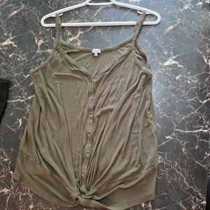 Kismet Olive Green Button-Front Tank Top